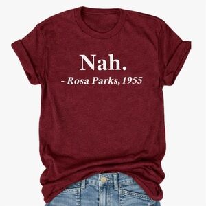 NWT Rosa Parks Nah Wine Colored Short Sleeve T Shirt Womens Size Medium